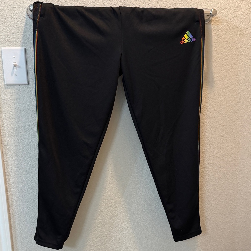 Adidas Black Rainbow Stripe Aeroready Track Pants